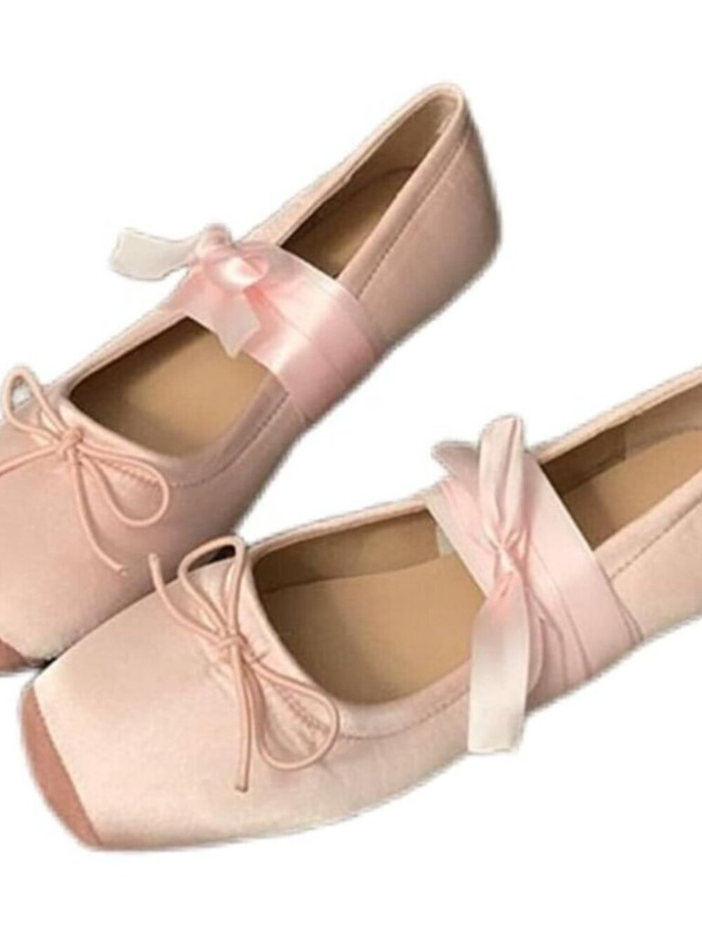 Women Pink Canvas Lace Up Ankle Strap Floral Dressy Ballet Flats Shoes